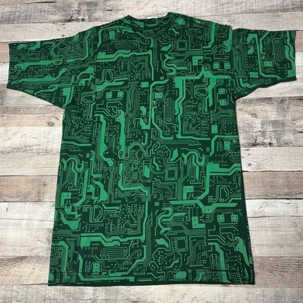 Computer Gear Shirt Adult Large Green Aop Circuit Board Technology Computer View 2